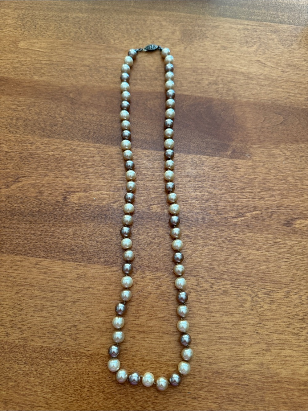 Multi Color Pearl Necklace with Neutral Tones